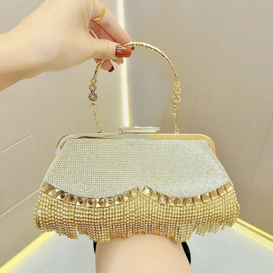 Exquisite Tassel Rhinestone Bag Evening Banquet Handbag Diamond Celebrity Evening Bag MH00043