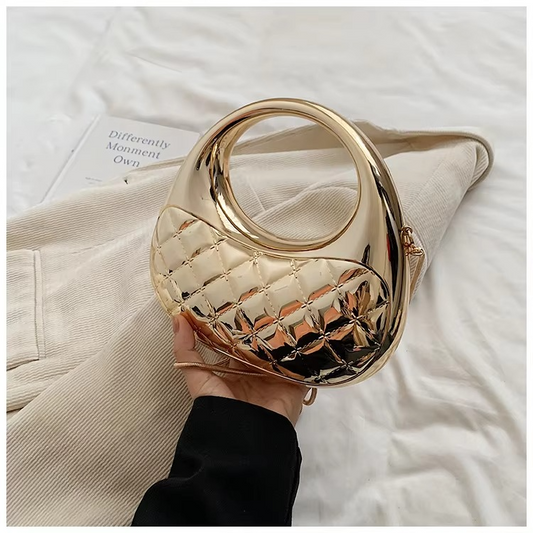 Fashion Women Acrylic Clutch Purse Half Moon Woman Bag Chain Shoulder Evening Handbag for Wedding Ladies Gold Moon Sling Purses MH00083